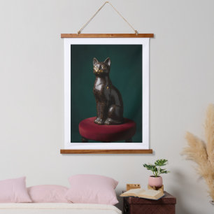 Vintage Koninklijke Zwarte Kat aan Canvas Muur Kun Hangend Wandkleed
