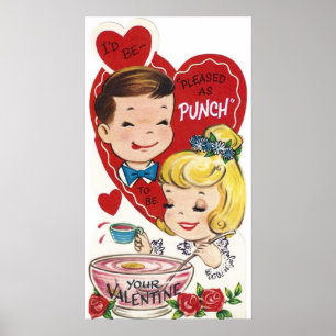 Vintage-koppel-Valentijn poster Cute retro