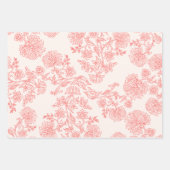 Vintage Koraal Bloemendecoratie Inpakpapier Set va Vel (Voorkant 2)