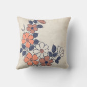 Vintage koraal en zeemacht kussen (Achterkant)