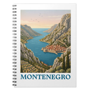 Vintage Kotor-baai Montenegro Balkan-landschap Notitieboek