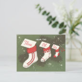 Vintage Kousen Feestdagenkaart (Staand voorkant)