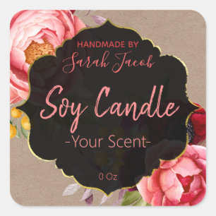 Vintage Kraft Floral Soy Parfumé Étiquettes