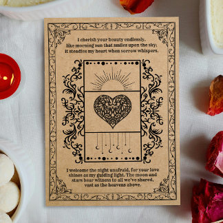 Vintage Kraft Sun Celestial Heart Feestdagenkaart
