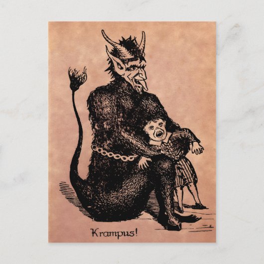 Vintage Krampus Briefkaart (Voorkant)