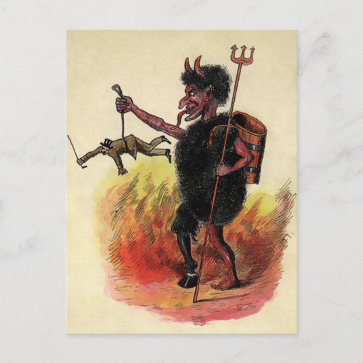 Vintage Krampus Devil Briefkaart (Voorkant)