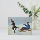 Vintage Krampus Pulling Briefkaart (Staand voorkant)