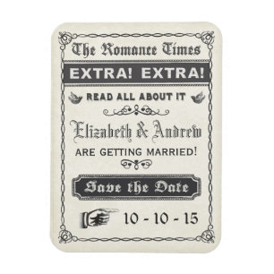 Vintage Kranten Save the Date Magneet