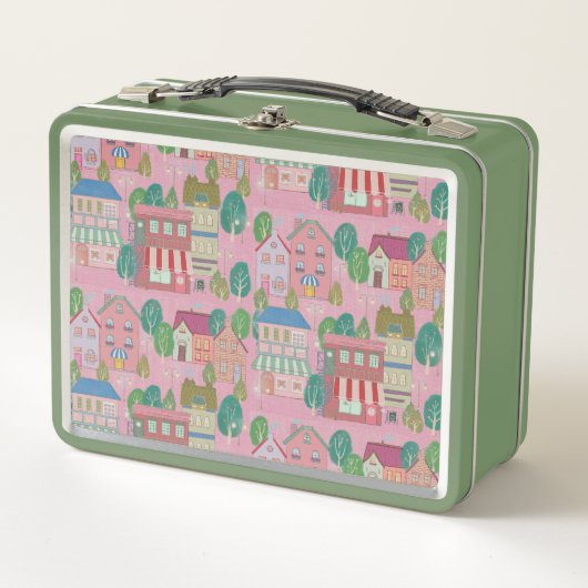 Vintage Kunst Lunchbox Groen (Voorkant)