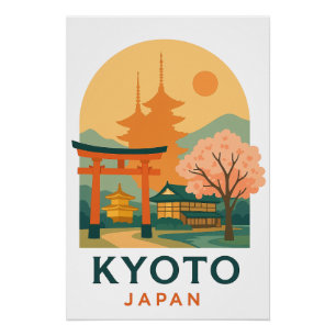 Vintage Kyoto Japan Reisposter – Minimalistisch Perfect Poster