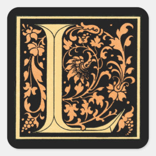 ` Vintage L' - autocollant de lettre de noir et