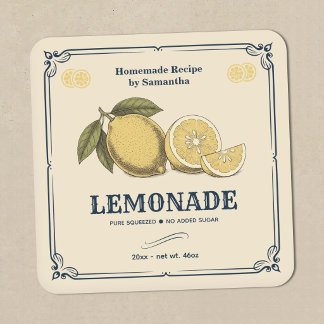 Vintage Label Sticker voor Citroenlimonade