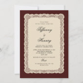 Vintage Lace Burgundy Wedding Invitation (Devant)