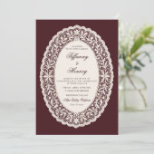 Vintage Lace Burgundy Wedding Invitation (Debout devant)
