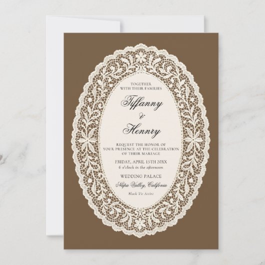 Vintage Lace Doily Wedding Invitation (Devant)