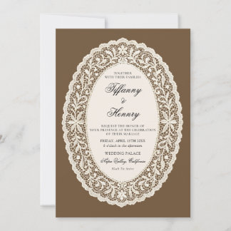 Vintage Lace Doily Wedding Invitation Kaart