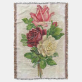 Vintage Lace en Rozen Afghaans Deken (Voorkant Verticaal)