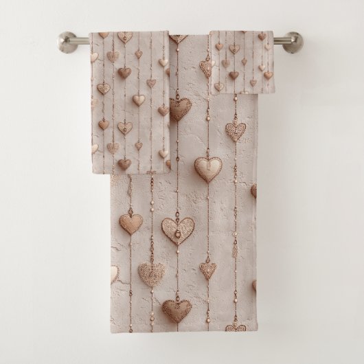 Vintage Lace Heart Strings Bad Handdoek (Insitu)