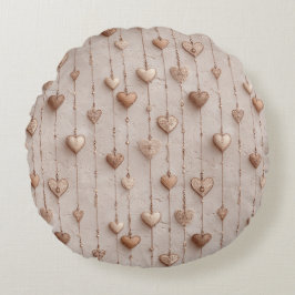 Vintage Lace Heart Strings Rond Kussen