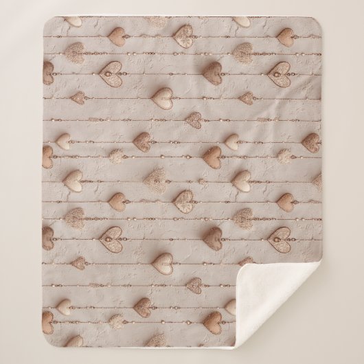 Vintage Lace Heart Strings Sherpa Deken (Voorkant)