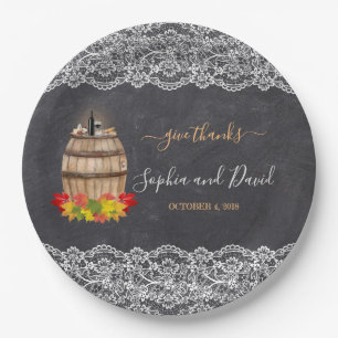 Vintage Lace Winery Chalk Thanksgiving Wedding Papieren Bordje