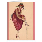 Vintage Lady Ajustant Ses Bas, (Devant)