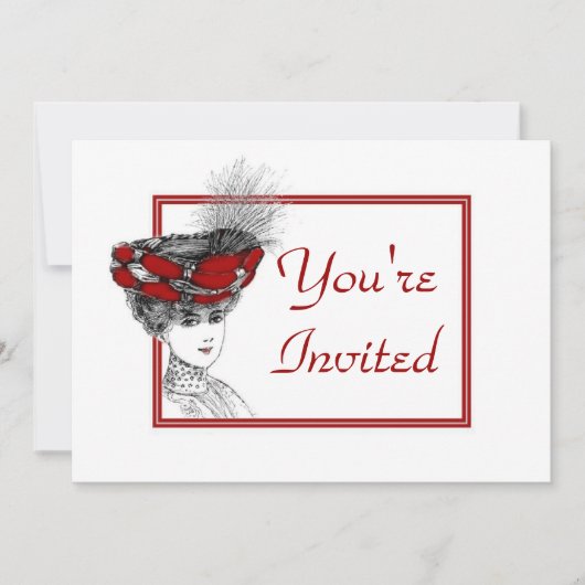 Vintage Lady In Red Casquette Invitation (Devant)