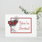 Vintage Lady In Red Casquette Invitation (Debout devant)