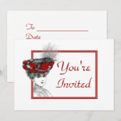 Vintage Lady In Red Casquette Invitation (Devant / Derrière)