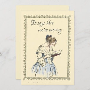 Vintage Lady Lecture d'un livre Faire-part de démé