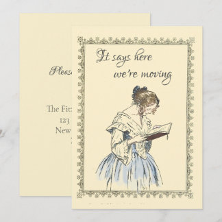 Vintage Lady Lecture d'un livre Faire-part de démé