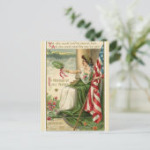 Vintage Lady Liberty Groene Jurk Memorial Day Briefkaart (Staand voorkant)