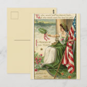 Vintage Lady Liberty Groene Jurk Memorial Day Briefkaart (Voorkant / Achterkant)