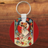 Vintage Lady My Valentijn Round Sleutelhanger (Voorkant)
