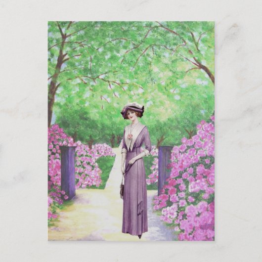 Vintage Lady Rhododendron Garden Briefkaart (Voorkant)