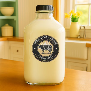 Vintage Lait frais Vache laitière Étiquette Modèle