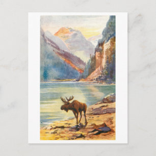Vintage Lake Louisa en Mount LeFroy, Alberta Briefkaart