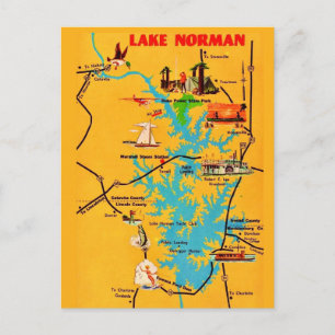 Vintage Lake Norman NC kaart ansichtkaart