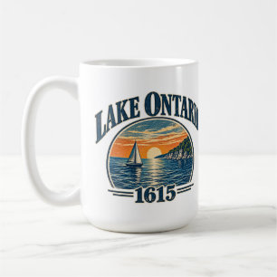 Vintage Lake Ontario 1615 Zonsondergang Zeilboot Koffiemok