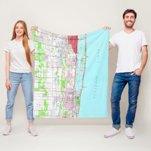 Vintage Lake Worth & Boynton Beach FL-kaart (1945) Fleece Deken