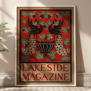 Vintage Lakeside Magazine Art Nouveau Pauwen Poster