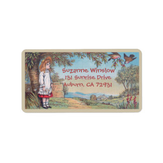 Vintage land vogels etiket retouradres kind