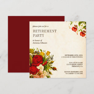 Vintage Landelijke Bloemen Rozen Pensioenfeest Kaart