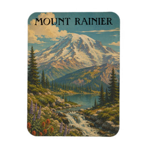 Vintage landschap Nationaal Park Mount Rainier Magneet