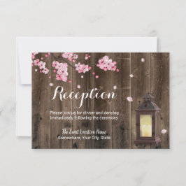 Vintage Lantaarn Roze Bloemenschuur Bruiloftsrecep Kaart