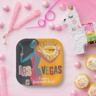 Vintage Las Vegas vrijgezellenfeest Papieren Bordje