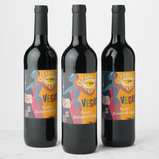 Vintage Las Vegas vrijgezellenfeestje Wijn Etiket (Flessen)
