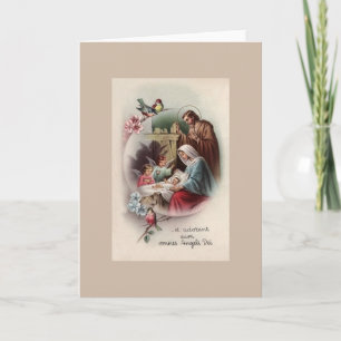 Vintage Latin Religious Christmas Card Kaart