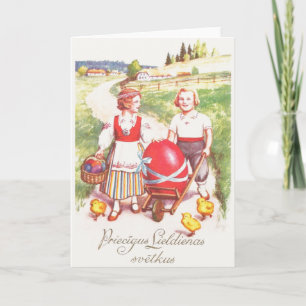 Vintage Latvian Easter Greeting Card Feestdagen Kaart