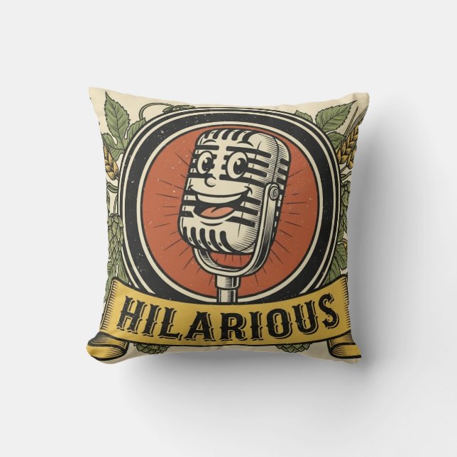 Vintage Laughing Mic Throw Pillow Kussen (Voorkant)